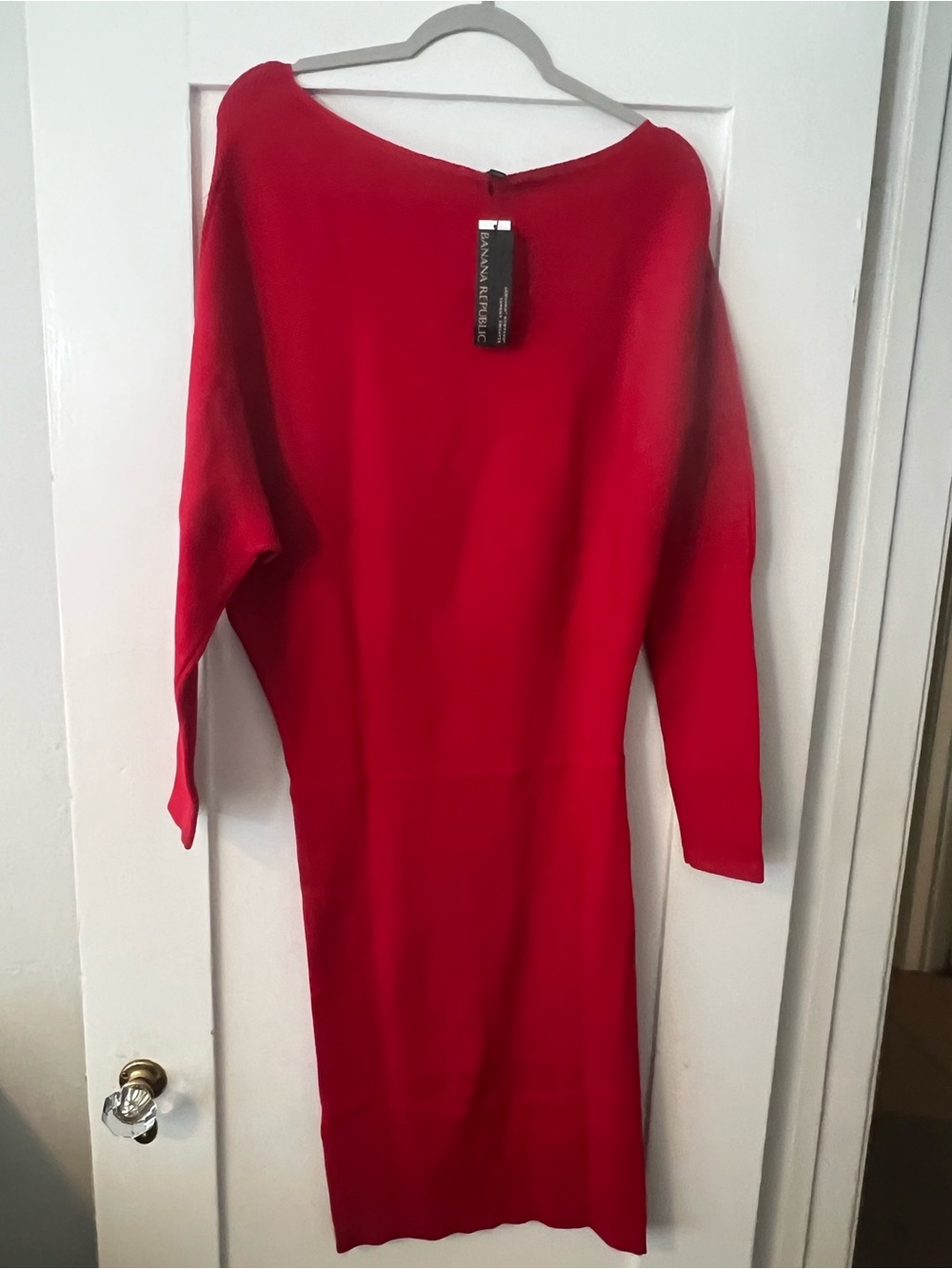 Banana Republic Red Long-Sleeve Knit Boatneck Dress - Picture 2 of 3